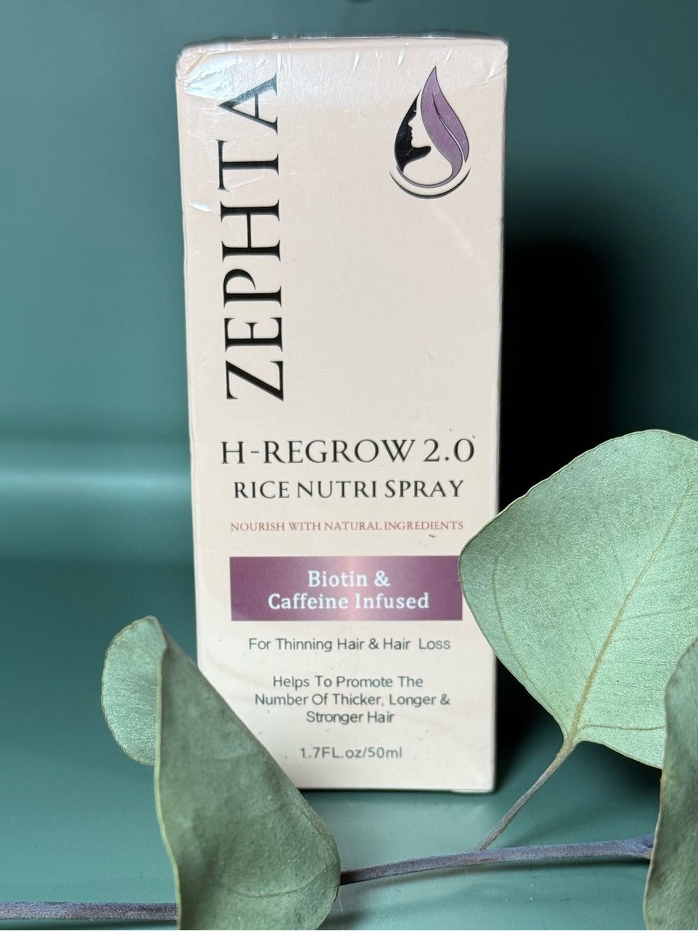 Zephta H-Regrow 2.0 Rice Nutri Spray - Biotin & Caffeine Infused 1.7 FL. oz